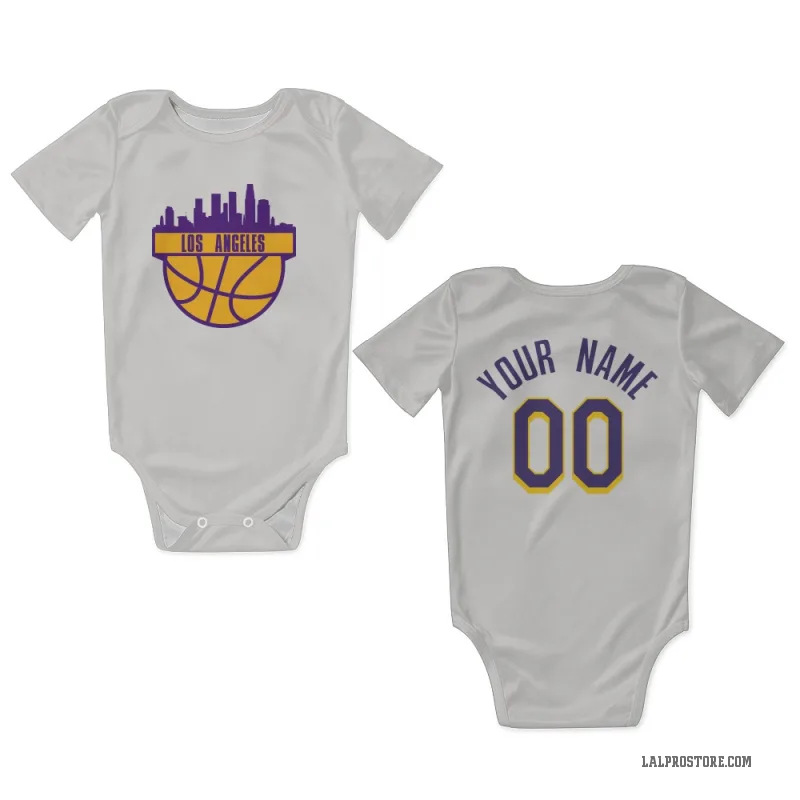 Outerstuff Infant Gold/Purple/Gray Los Angeles Lakers Bank Shot Bodysuit, Hoodie T-Shirt & Shorts Set